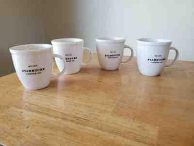 4 STARBUCKS COFFEE 2001 30th Anniversary 6 oz Mini Abbey Espresso Mugs Cups  - Sold on eBay Dec, 16th 2019 for $20.00