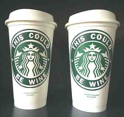 *2* Starbucks Wine Travel Grande Cups "This Could Be Wine" ~ NEW ~ GREAT Gift - Sold on eBay Dec, 16th 2019 for $26.99