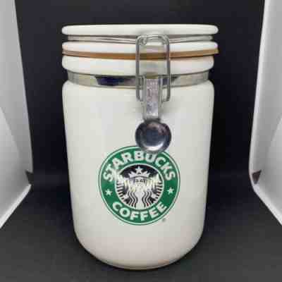 Starbucks Beehouse Japan 8" White Canister Siren Storage Container Split Tail - Sold on eBay Dec, 16th 2019 for $28.00