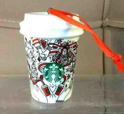 Starbucks Christmas Ornament Red Cup 2017 Ceramic Mini Coffee Mug Holiday  - Sold on eBay Dec, 16th 2019 for $17.29