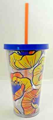 NWT Starbucks Tumbler Limited Edition Blue Yellow Orange Hibiscus Flowers - Sold on eBay Dec, 16th 2019 for $16.99