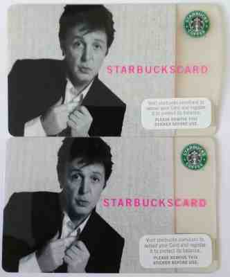 Starbucks 2007 Paul McCartney Cards (2), MINT, all PINs Intact, RARE Old Logo - Sold on eBay Dec, 16th 2019 for $25.00