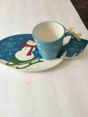 Starbucks “Cookies For Santa” Set Plate & Mug Snowman On Sled Holiday 2006 - Sold on eBay Dec, 16th 2019 for $19.99