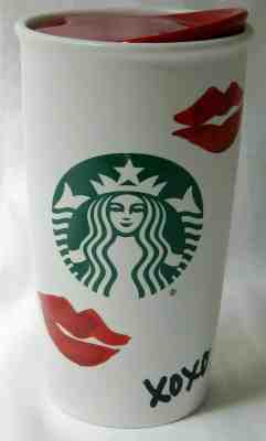 NEW  Starbucks XOXO Red LIPS HUGS KISS 2015 Dot Collection Travel Tumbler - Sold on eBay Dec, 16th 2019 for $35.00