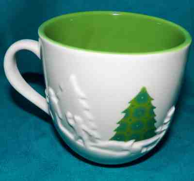 Starbucks 2006 Holiday Raised 3D Christmas Sled Snowball Fight Coffee Cup Mug