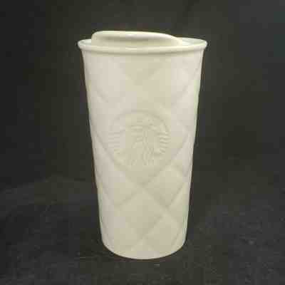 Starbucks Coffee 2012 White Quilted Tumbler Traveler Mermaid w/Ceramic Lid 10 oz - Sold on eBay Dec, 16th 2019 for $29.95