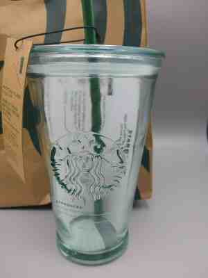 Starbucks NEW 2019 16oz. Recycled Green Glass Tumbler Cold Cup Mug Made In Spain - Sold on eBay Dec, 16th 2019 for $29.50