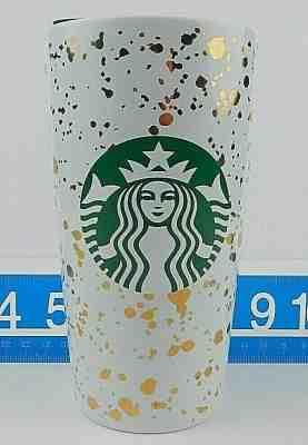 Starbucks White & Gold Confetti Holiday Ceramic Tumbler 12 oz Collection 2019  - Sold on eBay Dec, 16th 2019 for $29.99