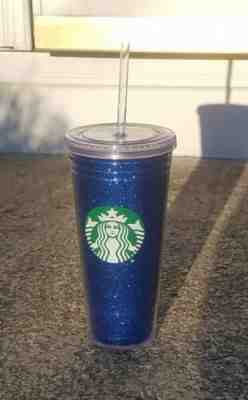 Starbucks Blue Sparkle Cold Travel Cup Tumbler w/ Straw 20 oz - 2018 New - Sold on eBay Dec, 16th 2019 for $18.00