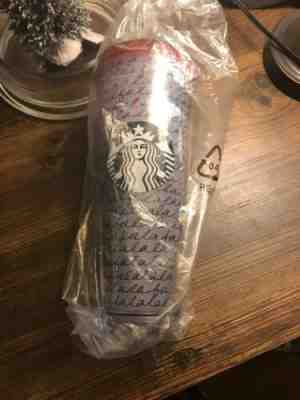 STARBUCKS Huge COLD DRINK TUMBLER RED TOP STRAW DESIGN FALALALA Christmas New! - Sold on eBay Dec, 16th 2019 for $24.99