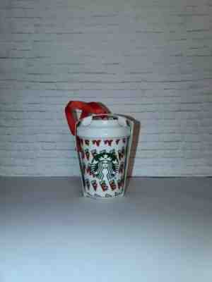 NEW Starbucks 2019 Holiday Merry Coffee Ornament White/Red Ceramic Cup - Sold on eBay Dec, 16th 2019 for $15.00