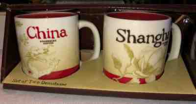 Starbucks Coffee Demitasse Shanghai China Global Icon Set Two 3oz 89ml Cups Mugs - Sold on eBay Dec, 16th 2019 for $24.99