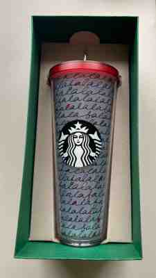 NEW STARBUCKS Fa La La Tumbler Cold Cup 24 OZ Venti Travel Drink FALALA  - Sold on eBay Dec, 16th 2019 for $20.00