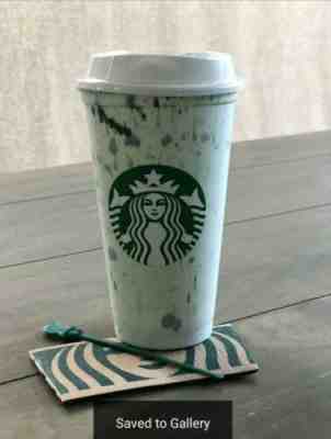  Lot of 5 Starbucks Marble Reusable Hot Cup Drink Cup green - Sold on eBay Dec, 16th 2019 for $15.99