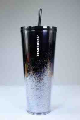 Starbucks Holiday Christmas Black Silver Cascading Glitter Tumbler 24 Oz RARE - Sold on eBay Dec, 16th 2019 for $30.00