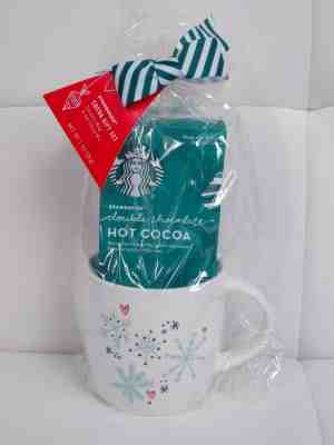 STARBUCKS Cocoa Gift Set w/ Ceramic Snowflake Mug + Double Chocolate Cocoa Mix - Sold on eBay Dec, 16th 2019 for $18.99
