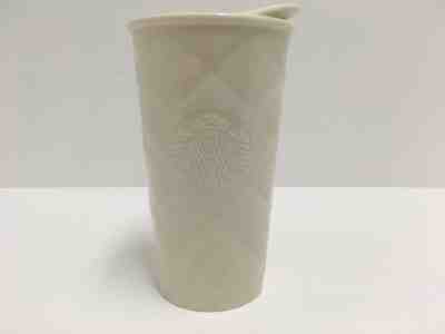 Starbucks 2012 White Quilted Mermaid Embossed Ceramic Glass Travel Coffee Cup  - Sold on eBay Dec, 16th 2019 for $22.21