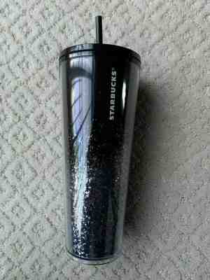 NEW Starbucks Holiday 2019 Venti Tumbler BLACK/SILVER Cascading Snow 24oz - Sold on eBay Dec, 16th 2019 for $24.95