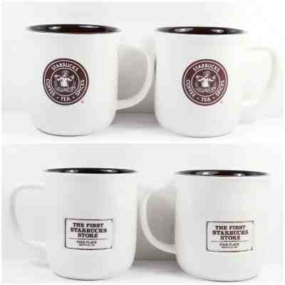 Starbucks The First Store Pike Place Topless Siren Mermaid 14oz Coffee Mug x 2 - Sold on eBay Dec, 15th 2019 for $34.99