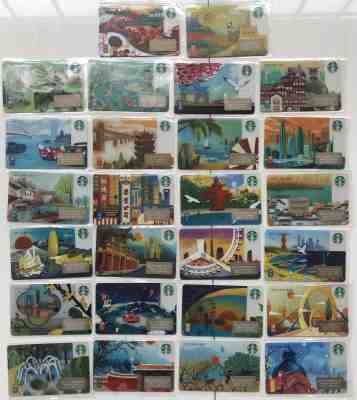 CS1812 2018 China Starbucks coffee 26 City Gift cards ?200 26pcs - Sold on eBay Dec, 15th 2019 for $99.99