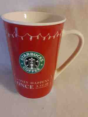 Set of 4 - 2005 Starbucks Red Coffee Mugs CHRISTMAS Only Happens Once a Year  - Sold on eBay Dec, 15th 2019 for $35.00
