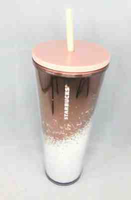 Starbucks Holiday 2019 Mirror Glitter Snow Cup Tumbler Rose Gold White 24oz Mug - Sold on eBay Dec, 15th 2019 for $35.99