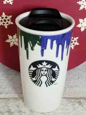 STARBUCKS RAINBOW BAND OUTSIDERS TRAVEL MUG 12 oz TUMBLER MERMAID SIREN 2014 - Sold on eBay Dec, 15th 2019 for $15.99
