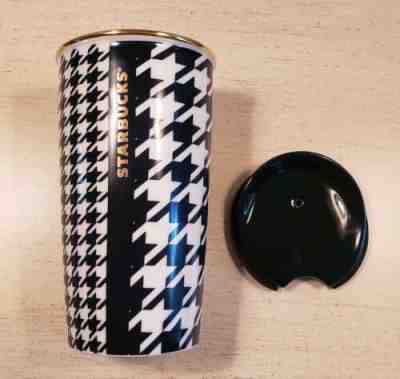 Starbucks Houndstooth Navy Blue Gold Mug 12oz Dot Collection Travel Tumbler  - Sold on eBay Dec, 15th 2019 for $16.00