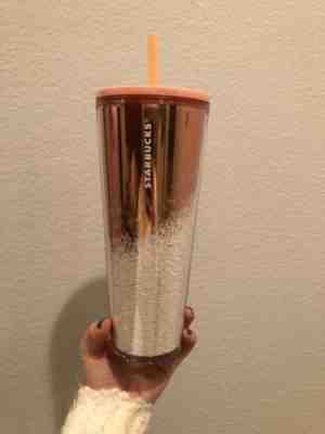 NEW Starbucks Holiday 2019 Venti Tumbler ROSE GOLD Cascading Snow RARE EDITION - Sold on eBay Dec, 15th 2019 for $18.95