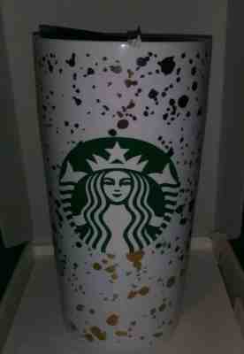 Starbucks 2019 Holiday Confetti Ceramic Travel Tumbler White and Gold Christmas - Sold on eBay Dec, 15th 2019 for $21.99