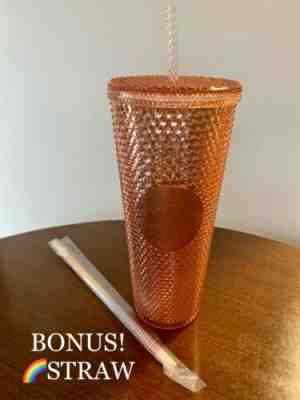 STARBUCKS 2019 Rose Gold Iridescent Jeweled Studded Pink Venti Cold Tumbler Cup - Sold on eBay Dec, 15th 2019 for $49.99
