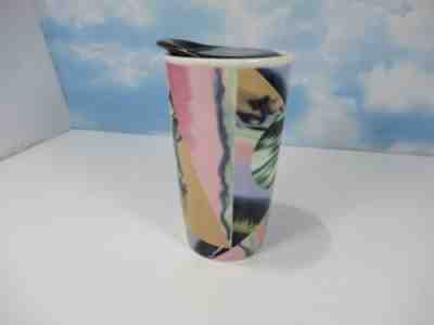 Starbucks Ceramic Travel Tumbler RARE Abstract Pastels 2014  12oz  EUC - Sold on eBay Dec, 15th 2019 for $19.20