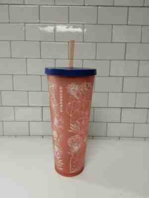 Starbucks 2019 Tumbler RARE peach blue top cactus flower sunflower SOLD OUT 24oz - Sold on eBay Dec, 15th 2019 for $25.00