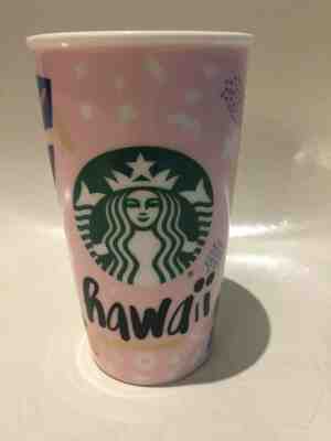 2016 Starbucks Pink Hawaii Ceramic Travel Cup Tumbler 12 Oz State Mug NO LID - Sold on eBay Dec, 15th 2019 for $15.95
