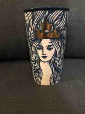 2016 Starbucks Siren Mermaid Anniversary Blue Gold Crown Coffee Tumbler Mug - Sold on eBay Dec, 15th 2019 for $35.00