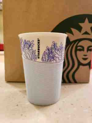 Starbucks ligh Blue Silicone sleeve Tumbler Mug 8oz Measurement Floral Asia Rare - Sold on eBay Dec, 15th 2019 for $15.00