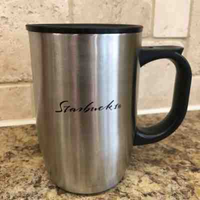 Vtg STARBUCKS Stainless Steel 12 oz Travel Mug w/Handle Lid 5" - Sold on eBay Dec, 14th 2019 for $18.74
