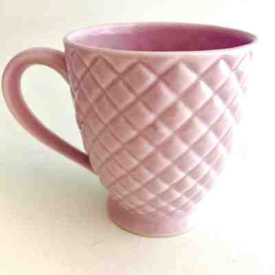 STARBUCKS 2006 Pink-Lavender Diamond Quilted Footed Coffee Mug - Sold on eBay Dec, 14th 2019 for $21.99