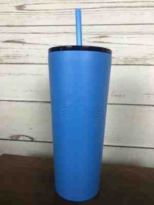NEW 2018 Starbucks Coffee Matte Blue Tumbler Screw on Lid Straw Cold To Go 16 Oz - Sold on eBay Dec, 14th 2019 for $16.99