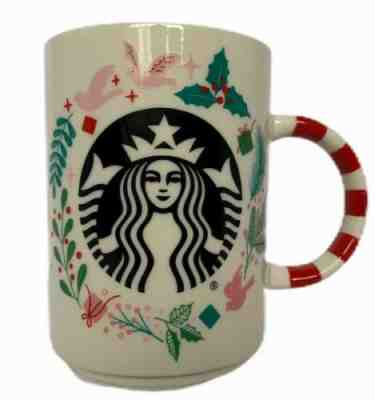NEW Starbucks 2018 Christmas Holiday Mug Candy Cane Handle Ceramic 12 oz Pink - Sold on eBay Dec, 14th 2019 for $15.99