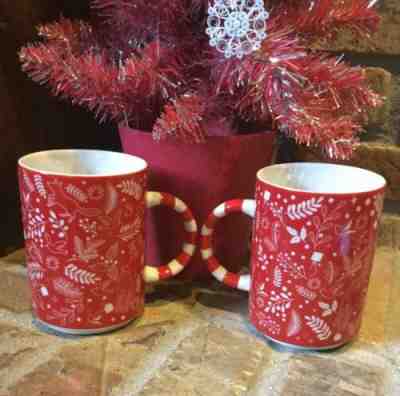 Starbucks Christmas Holiday Mug 2018 Limited Ed Set Of 2 Red Candy Cane Handle - Sold on eBay Dec, 14th 2019 for $19.99