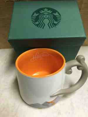 Starbucks 2014 10 OZ Hawaii Volcano Mug White Gray Ash Orange Cup - Sold on eBay Dec, 15th 2019 for $19.50