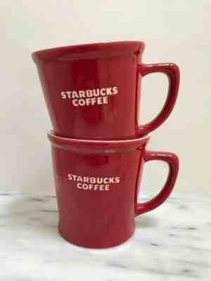 Set 2 - 2009 Red Glazed Bone China Starbucks Coffee Mug – Excellent! - Sold on eBay Dec, 15th 2019 for $27.95