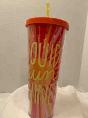 STARBUCKS 24ozs “liquid sunshine” yellow/orange stripes venti cold cup With Staw - Sold on eBay Dec, 15th 2019 for $22.00