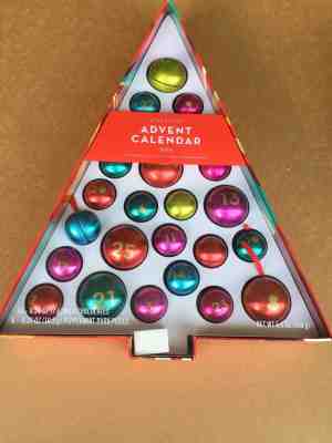 Starbucks Advent Calendar 2015 25 Empty Brightly Colored Ornaments Original Box - Sold on eBay Dec, 14th 2019 for $18.99