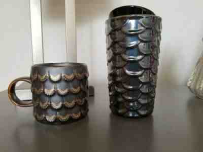 Starbucks Mermaid Scale Ceramic Travel Mug And Coffee Mug Duo - Sold on eBay Dec, 13th 2019 for $35.00