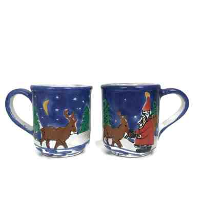 Pair Of Starbucks Holiday Christmas Handpainted Coffee Mugs Made In Italy Signed - Sold on eBay Dec, 13th 2019 for $19.96