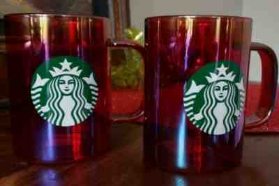 NEW Starbucks 2019 Red Holiday Cup, Iridescent Glass Coffee Mug, 14oz - Sold on eBay Dec, 13th 2019 for $25.00
