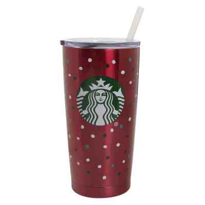 Starbucks 20oz Stainless Steel Vacuum Tumbler Red Holiday Polka Dot 2018 New!!! - Sold on eBay Dec, 12th 2019 for $24.00