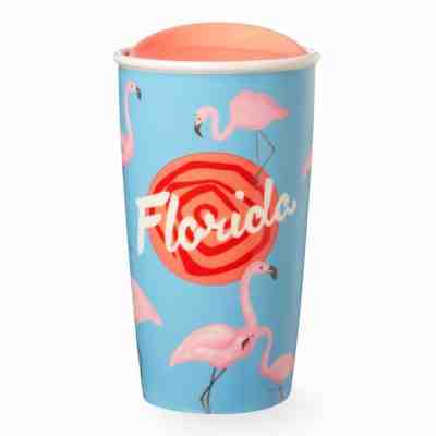 Starbucks Florida Ceramic Tumbler Mug Blue Pink Flamingos  Dot Collection  - Sold on eBay Dec, 12th 2019 for $25.99
